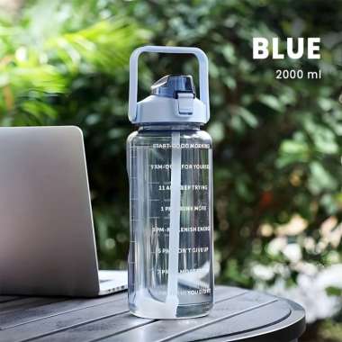 Goto Everest Water Bottle Minum Bening Motivasi Penanda Waktu 2 L BLUE