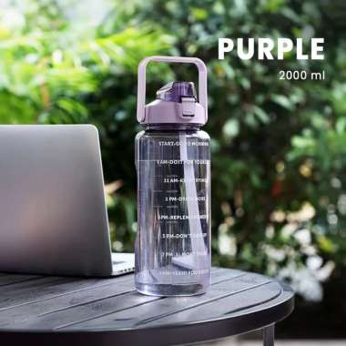 Goto Everest Water Bottle Minum Bening Motivasi Penanda Waktu 2 L PURPLE