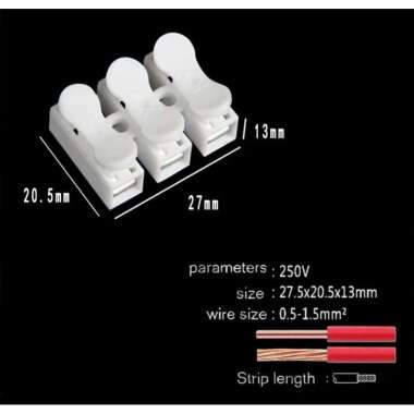 10pcs Terminal Connector Sambungan Kabel Listrik 2 Pin 3 Pin Jepit 3 Pin 10pcs