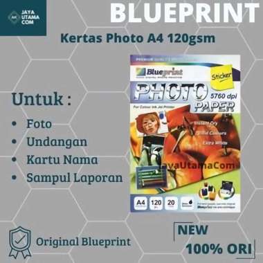 Glossy Sticker Photo Paper A4 120gsm isi 20 lembar Kertas BLUEPRINT
