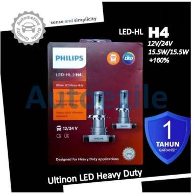 Philips Ultinon LED Heavy Duty H4 12V 24V 6000K Putih Lampu Mobil Truk