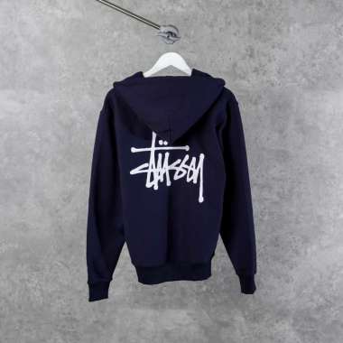 Hoodie STUSSY SIGNATURE LOGO WHITE NAVY ZIP HOODIE 100% ORIGINAL S