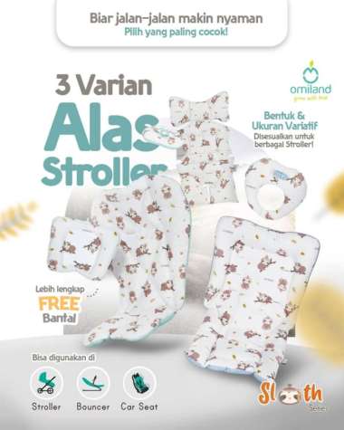 Omiland Alas Stroller + Bantal Peang Bayi - Alas Stroller Sloth Series Green