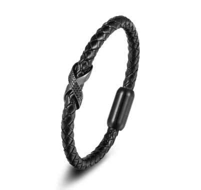 RAVELLO GENUINE LEATHER BRACELET gelang tali gelang pria gelang kulit + FREE BREWYN POUCH BLACK