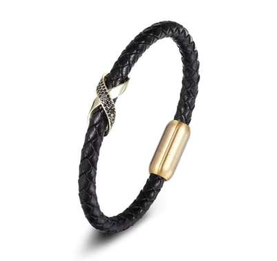 RAVELLO GENUINE LEATHER BRACELET gelang tali gelang pria gelang kulit + FREE BREWYN POUCH GOLD