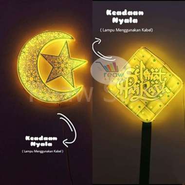 Gantungan Lampu LED Ketupat Bulan Bintang Plastik Hiasan Dekorasi Selamat Idul Fitri Lebaran Ramadha