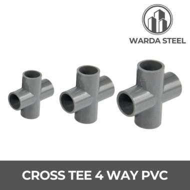 Cross Tee 4 Way PVC - Straight T Sambungan Pipa Cabang 4 Arah 1/2, 3/4, 1 Inch 3/4"