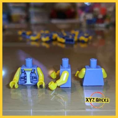 LEGO PARTS 973pb3528c01 Torso Sand Blue - Shirt Torn Off Sleeves Buttons on Pockets without Back Pri
