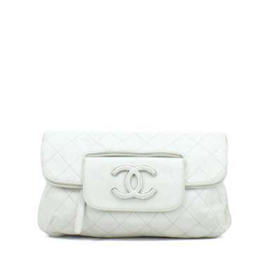 Chanel Hamptons Foldover Clutch in White I15673C