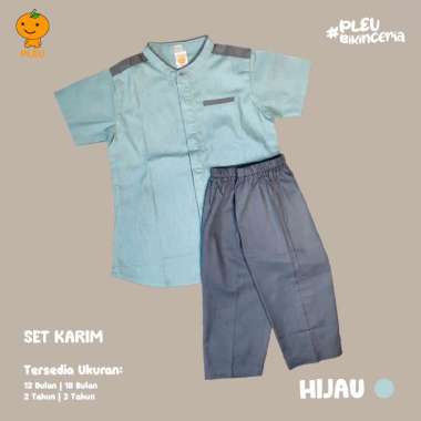 PLEU Set Karim | Setelan Koko Anak Laki Laki Usia 1-3 Tahun 2 tahun Hijau
