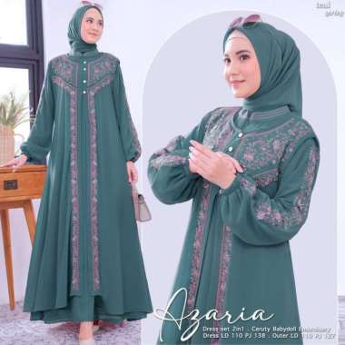 Kiukiu Azaria Dress (Gamis + Outer) - Gamis Bordir 2 IN 1 - Dress Outer Muslimah Modern Arabian Styl
