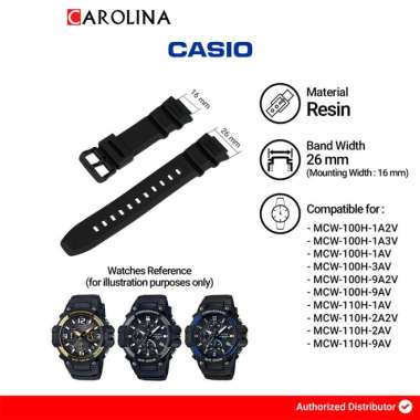 Tali Strap Casio MCW-100H / MWC-110H / W-S220 26mm Black Resin 10452435