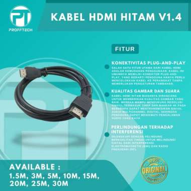 Kabel Hdmi Hitam V 1.4 High Quality Original Profftech 10 Meter