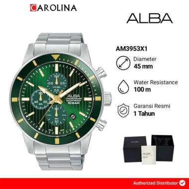 Jam Tangan Pria Alba Active Chronograph AM3953X1 Green Patterned Dial