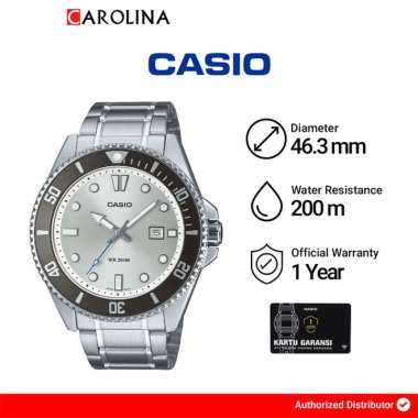 Jam Tangan Pria Casio Diver Marlin Duro MDV-107D-7A Silver Dial Stainless Steel Strap