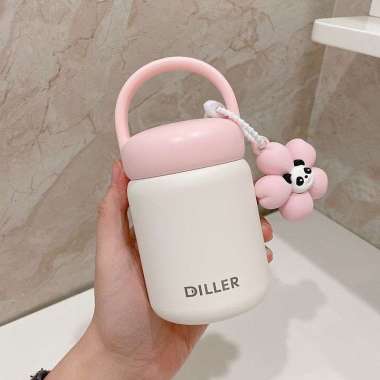Tumbler Diller Mini Handle 200ml Stainless SUS 316 / Botol Tumbler Mini Diller / Tumbler Lucu PINK P