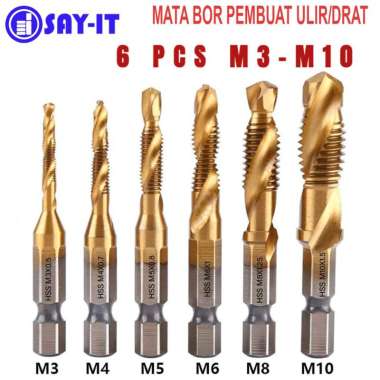 Tap Set 6PCS Mata Bor Pembuat Ulir Drat Drill Tap Set