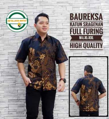 BAUREKSA Kemeja Batik Pria Lengan Pendek Kemeja Batik Eksklusif M