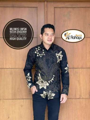 MLIWIS LAWASAN Kemeja Batik Pria Lengan Panjang Kemeja Batik Eksklusif XXL