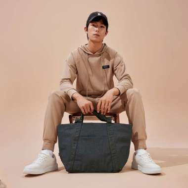 Crème et Caramel Nylon Carryall Tote Bag CC9-1287 Khaki