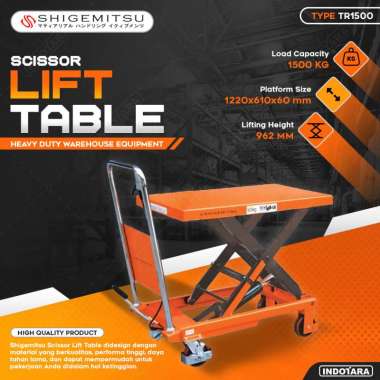 Lift Table 1.5 Ton / Shigemitsu Warehouse Equipment Scissor Lift Table TR1500