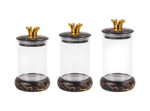 Vicenza GM305 Marble Toples Permen Kaca 3 Buah Hitam