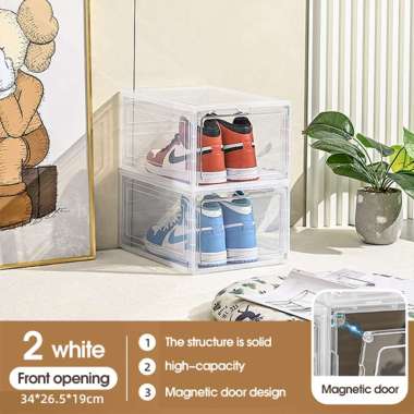 Box Sepatu / Kotak Penyimpanan Transparan Putih - Pintu Kecil