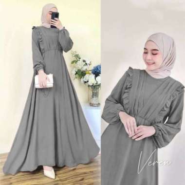MEQA DAILY - Gamis Wanita Veren Hyget Super Crinkle Bahan Hyget Suuper Abu Bahan Hyget Suuper Abu ab