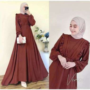 MEQA DAILY - Gamis Wanita Veren Hyget Super Crinkle Bahan Hyget Suuper Abu Bahan Hyget Suuper Maroon