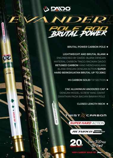 JORAN POLE DAIDO EVANDER CARBON RUAS 90CM SIZE 250CM 300CM 360CM 450CM - 300CM 450CM