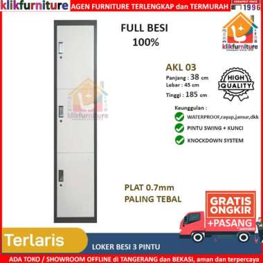 Loker Besi 3 Pintu Lemari Locker Laci 3 Pintu LK003