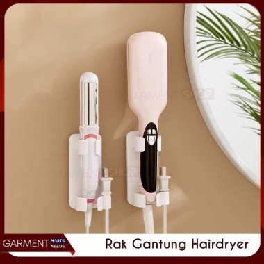 Rak Gantung Tempat Catokan Hair Dryer Shaver Tempel Dinding Kabinet Kamar Mandi Hook Bracket