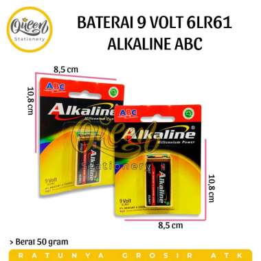 1 PCS BATERAI 9 VOLT 6LR61 ALKALINE ABC / BATU BATERAI / BATRAI KOTAK 9V