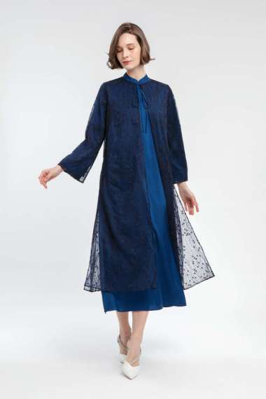 MINIMAL - Askana - Gamis Lace Motif Bunga - Navy XL Navy