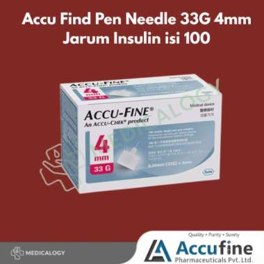 Accu Find Pen Needle 33G 4mm Jarum Insulin isi 100