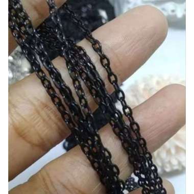 Rantai Nuri Roowns ukuran 0.6 0.7 0.8 0.9 warna silver gold - per 5 meter 0.6 Hitam
