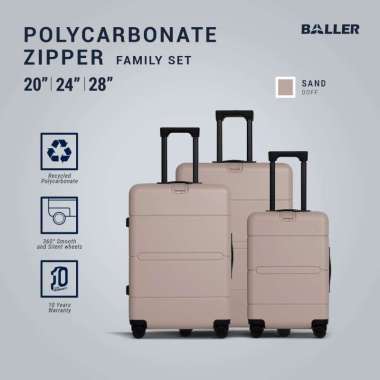 Baller Koper Polycarbonate Zipper Family Set - Matte - Sand Koper