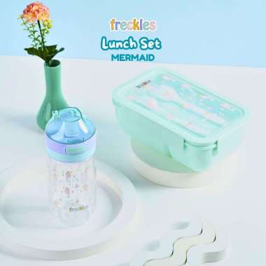 FRECKLES Lunch Set - Tempat Makan Botol Minum Anak Anti Tumpah Lunch Box Gift Set BPA Free MERMAID