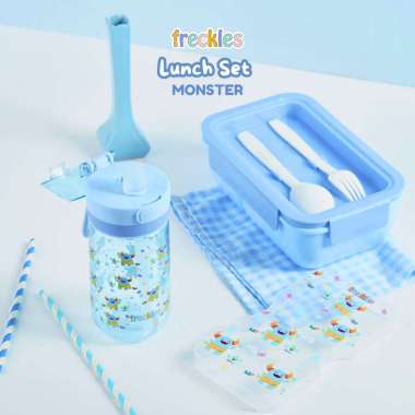 FRECKLES Lunch Set - Tempat Makan Botol Minum Anak Anti Tumpah Lunch Box Gift Set BPA Free MONSTER