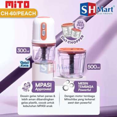 Mitochiba Chopper CH60 500ml Twinchop / Alat Penggiling dan Penghalus Bumbu CH-60 Garansi Resmi PEAC