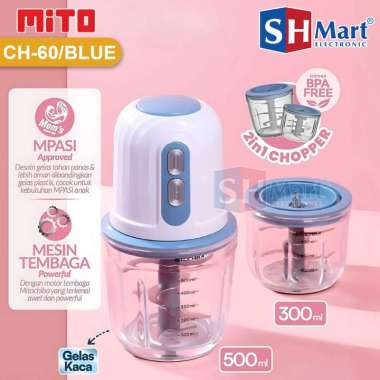 Mitochiba Chopper CH60 500ml Twinchop / Alat Penggiling dan Penghalus Bumbu CH-60 Garansi Resmi BLUE