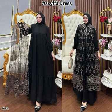 KIUKIU ASYIFA DRESS GAMIS + OUTER TERPISAH - OUTER BRUKAT MEWAH - OUTER DRESS MUSLIMAH TERBARU - GAM
