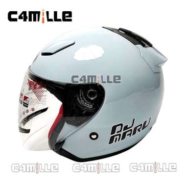 HELM KYT DJ MARU SOLID STEEL BLUE HALF FACE SINGGLE VISOR XXL