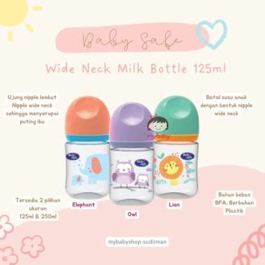 BabySafe Botol Susu Wide Neck (125ml & 250ml) - Botol Susu Anak 125ML LION