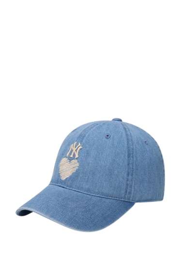 MLB Korea Denim Heart Unstructured Ball Cap - NY Light Blue