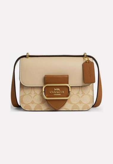 Coach Morgan Square Crossbody Bag In Blocked Signature Canvas Light Khaki Khaki Multi