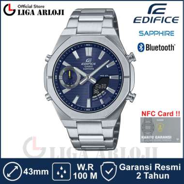 Casio EDIFICE ECB-S10D-2ADF Jam Tangan Pria ECB-S10D-2A ECBS10D Sapphire Bluetooth