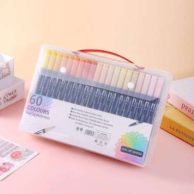 FG Spidol Warna Set 12/36/60/80/100/120 Spidol Brush Pen 2 Tips Spidol Set Marker Drawing Pen AT01 A