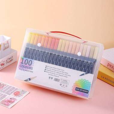 FG Spidol Warna Set 12/36/60/80/100/120 Spidol Brush Pen 2 Tips Spidol Set Marker Drawing Pen AT01 A