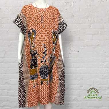 Daster Batik Kelelawar Jumbo GOLEK Bahan Rayon Super Golek-Orange